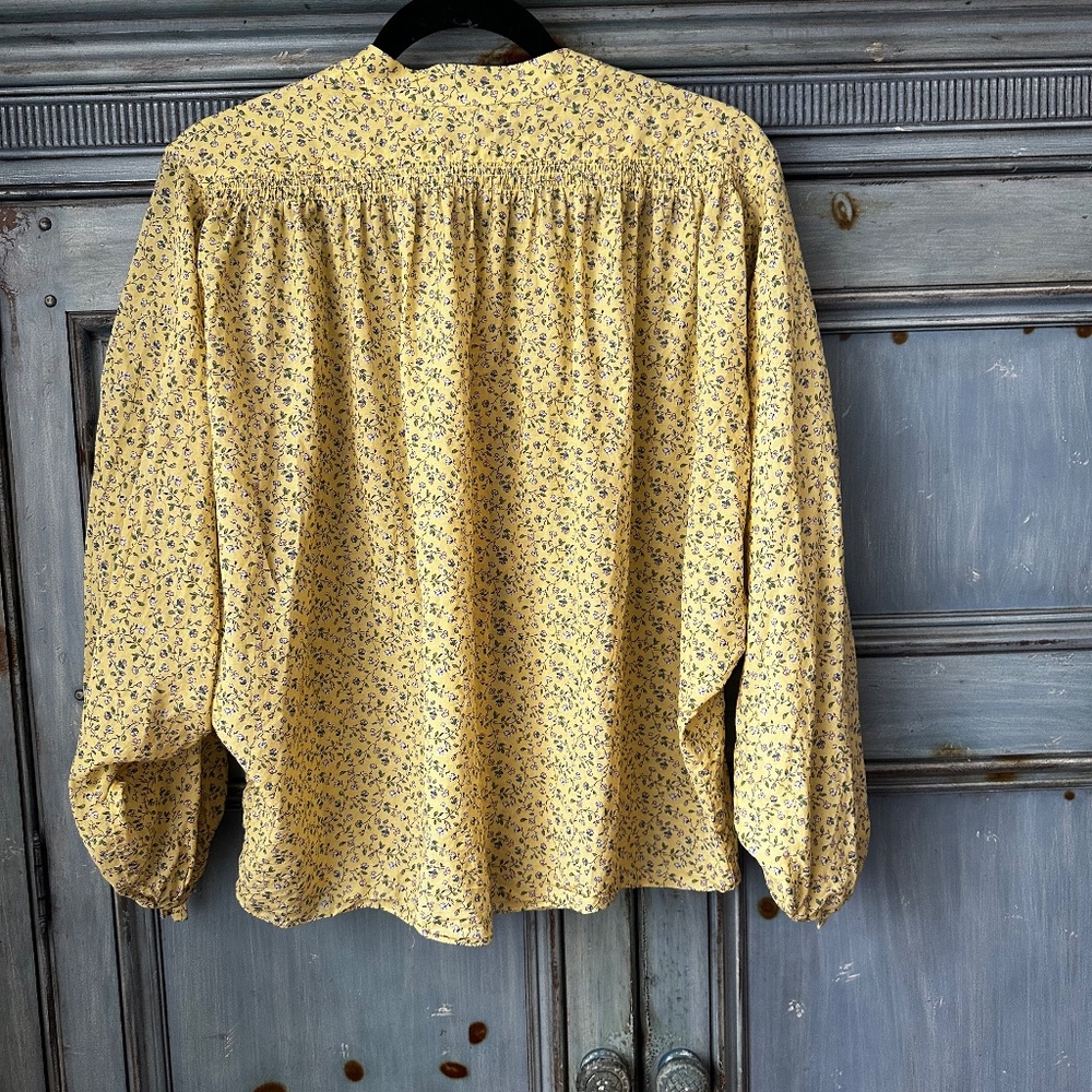 Doën O’Keeffe Top in Moonflower, Pale Yellow Floral Button-Up Blouse - Picture 7 of 12